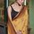 Soft moss crepe mustard printed saree with blouse piece