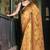 Soft moss crepe mustard printed saree with blouse piece