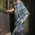 Soft dola silk blue ajrakh print saree with blouse piece