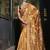 Mustard abstract print soft silk saree with zari border with blouse piece