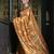 Mustard abstract print soft silk saree with zari border with blouse piece