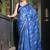 Soft moss crepe blue printed saree with blouse piece