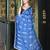 Soft moss crepe blue printed saree with blouse piece