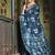 Indigo abstract print soft silk saree with zari border with blouse piece