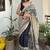 Blue bandhej print kalamkari pallu chanderi cotton saree with blouse piece