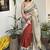 Rust orange print kalamkari pallu chanderi cotton saree with blouse piece