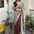 Brown bandhej print kalamkari pallu chanderi cotton saree with blouse piece