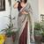 Brown bandhej print kalamkari pallu chanderi cotton saree with blouse piece