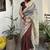 Brown bandhej print kalamkari pallu chanderi cotton saree with blouse piece