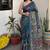 Teal blue pichwai work floral chanderi cotton saree with blouse piece