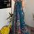 Teal blue pichwai work floral chanderi cotton saree with blouse piece