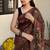 Brown pichwai work floral chanderi cotton saree with blouse piece