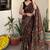 Brown pichwai work floral chanderi cotton saree with blouse piece