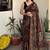 Brown pichwai work floral chanderi cotton saree with blouse piece