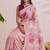 Rose pink floral chanderi silk saree with blouse piece
