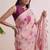 Rose pink floral chanderi silk saree with blouse piece