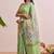 Pastel green floral chanderi silk saree with blouse piece