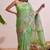 Pastel green floral chanderi silk saree with blouse piece
