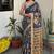Blue kalamkari chanderi cotton saree with blouse piece