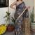 Blue kalamkari chanderi cotton saree with blouse piece