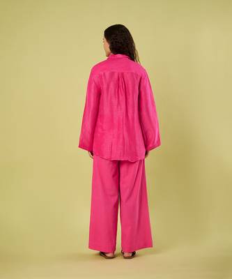 Pink handwoven linen khadi co ord set 4