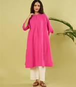 Pink off white handwoven khadi kurta and pant