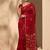 Red jamdani silk saree with floral pichwai work and blouse piece