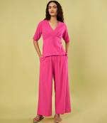 Pink handwoven khadi cotton co ord set