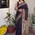 Violet chanderi cotton saree with floral kalamkari print and blouse piece