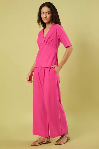 Pink handwoven khadi cotton co ord set