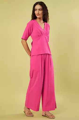 Pink handwoven khadi cotton co ord set