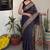 Violet chanderi cotton saree with floral kalamkari print and blouse piece