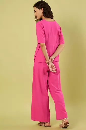Pink handwoven khadi cotton co ord set