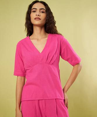 Pink handwoven khadi cotton co ord set 5
