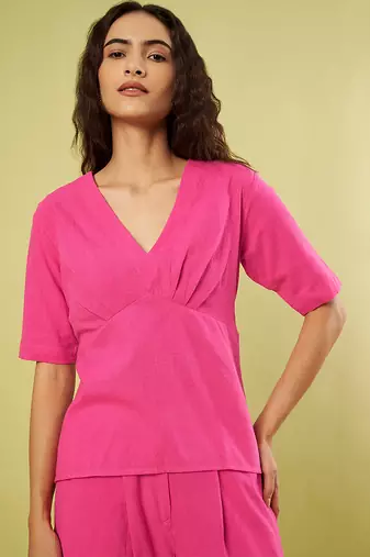 Pink handwoven khadi cotton co ord set