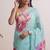 Sky blue floral chanderi silk saree with blouse piece