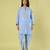 Light blue floral printed cotton kurta and dhoti pant