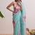 Sky blue floral chanderi silk saree with blouse piece