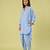 Light blue floral printed cotton kurta and dhoti pant