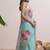 Sky blue floral chanderi silk saree with blouse piece
