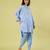 Light blue floral printed cotton kurta and dhoti pant