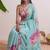 Sky blue floral chanderi silk saree with blouse piece