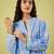 Light blue floral printed cotton kurta and dhoti pant