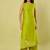 Lime green floral printed cotton long kurta and salwar
