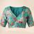 Cyan floral chanderi silk saree with blouse piece