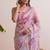 Pink floral chanderi silk saree with blouse piece