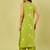 Lime green floral printed cotton long kurta and salwar