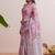 Pink floral chanderi silk saree with blouse piece