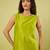 Lime green floral printed cotton long kurta and salwar