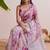 Pink floral chanderi silk saree with blouse piece